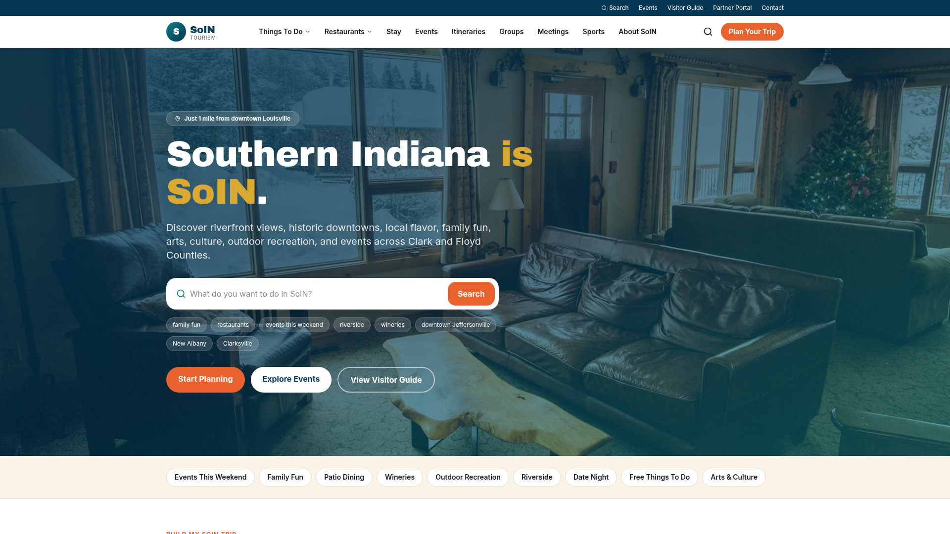 Screenshot of the SoIN Tourism website prototype